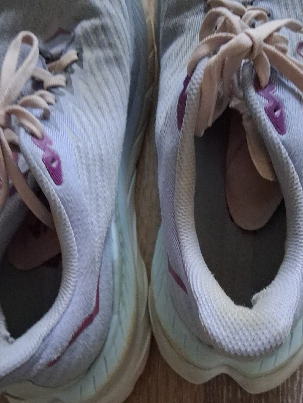 Hoka Women's Light Gray and Pink Athletic Running Shoes - Picture 7 of 8